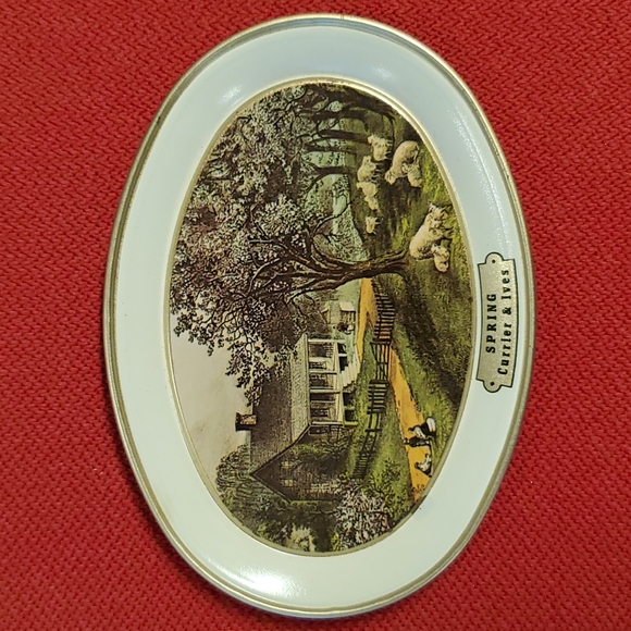 Currier & Ives decorative trays American Homestead Set of 4 Seasons vintage - Picture 2 of 11